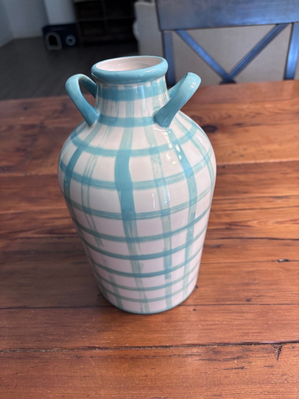 Anthropologie Handpainted Aqua Milos Vase